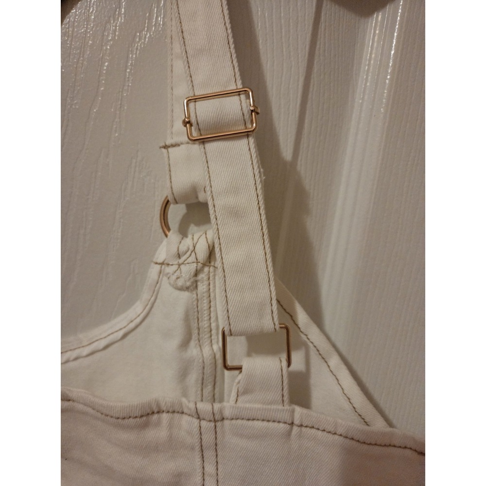 Bebe Eyelet Detail Fit Flare Denim Dress White Size 6 NWT - Picture 5 of 16